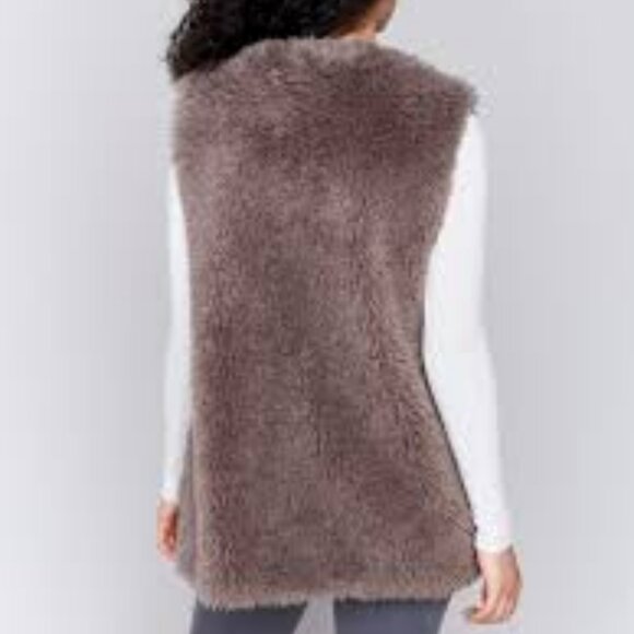 Charlie B Long Faux Fur Vest - Picture 2 of 4